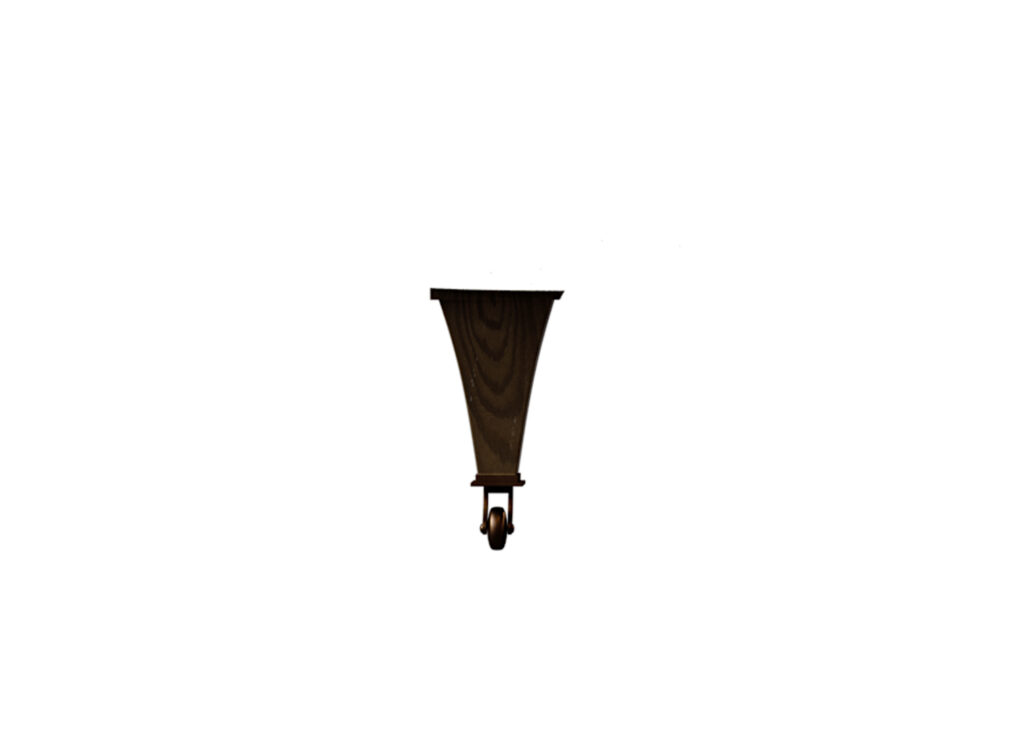 Square, Tapered with Porcelain Wheel Antiqued Brass Castors