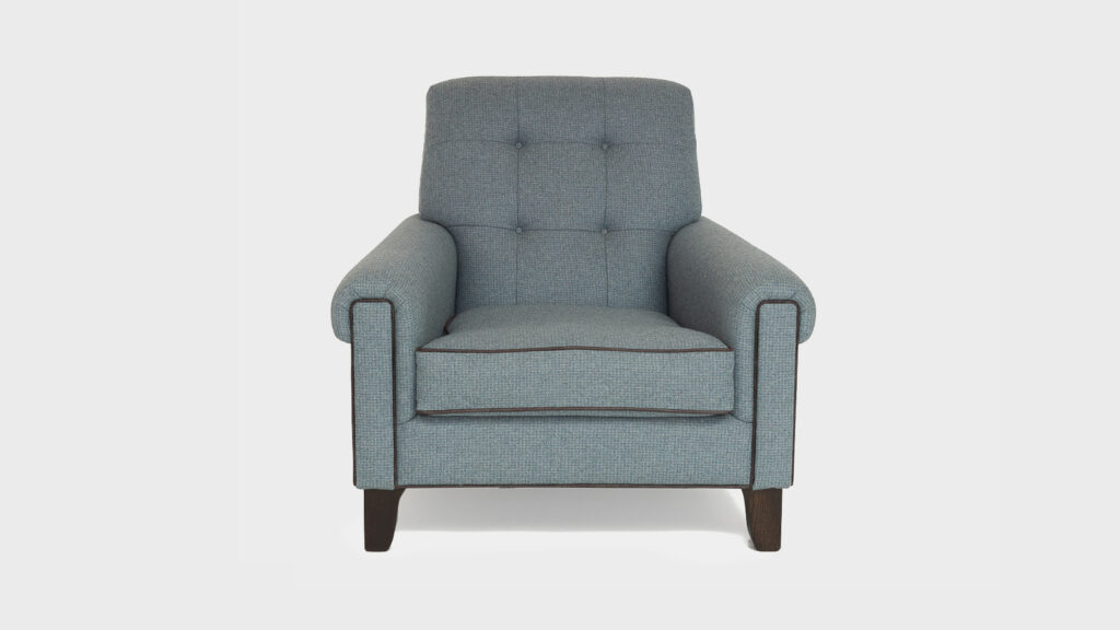 John Sankey Mitford Club Chair in blue puppy tooth - front