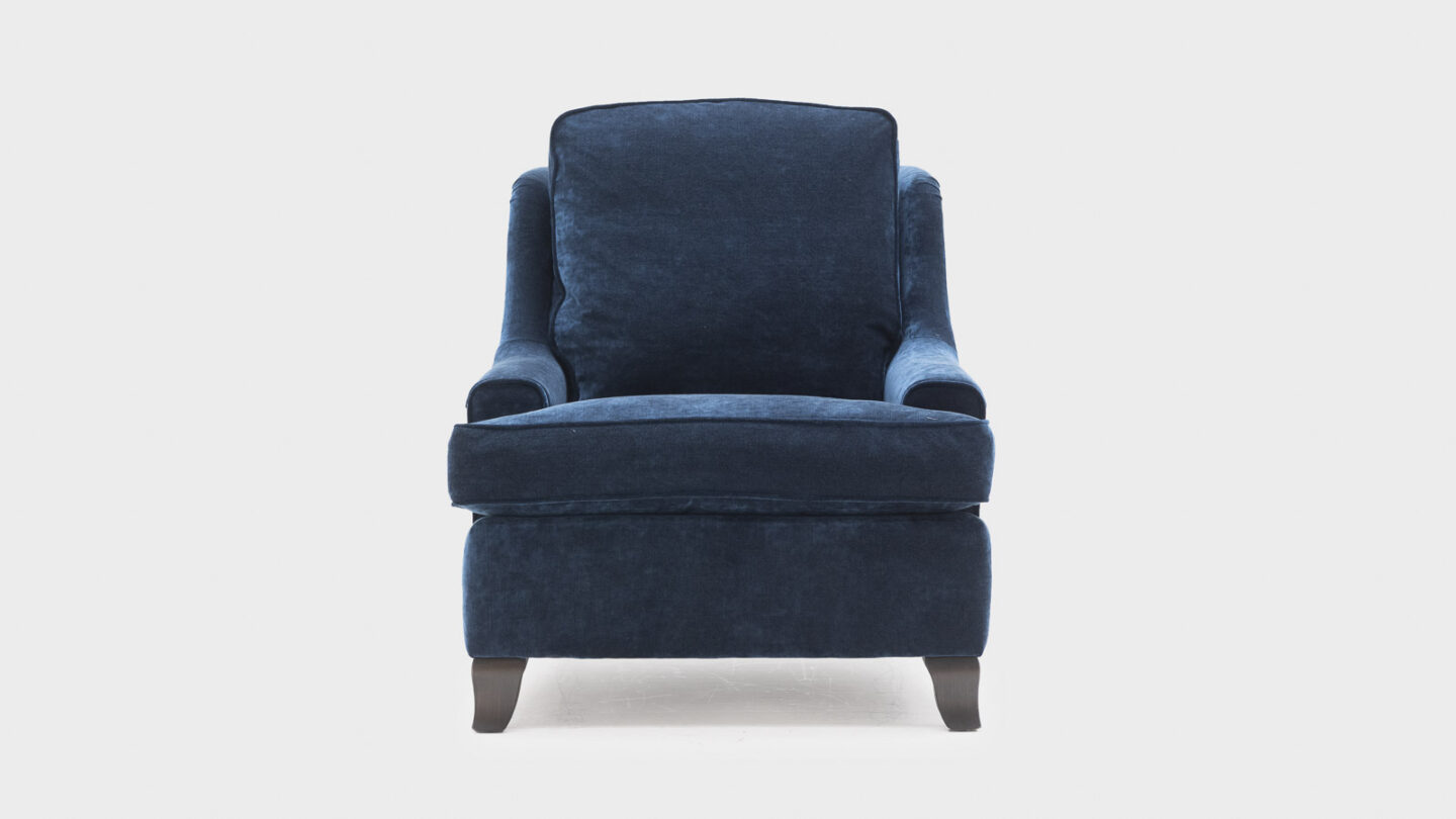 Voltaire Chair in luxury blue velvet - front