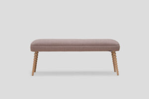 John Sankey Pink Boodle Bench with light coloured Bobbin Legs - front