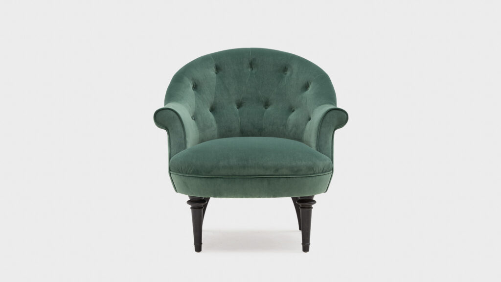 John Sankey Ferdinand Velvet Green Chair - front