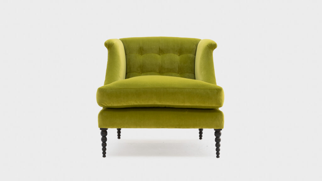 John Sankey Boodle low back chair in green velvet - Front