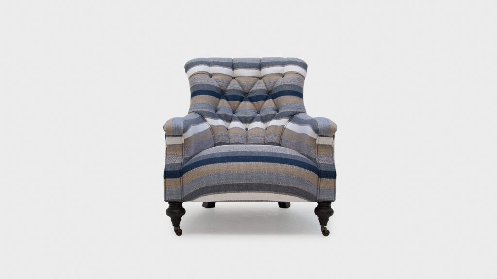 John Sankey Slipper armchair in blanket stripe - front