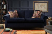 Blue velvet sofa