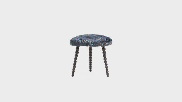 John Sankey floral stool with bobbin legs - front