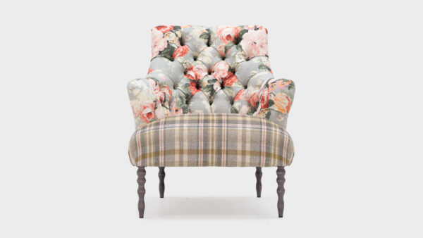 Floral Milliner Chair with plad seat - front
