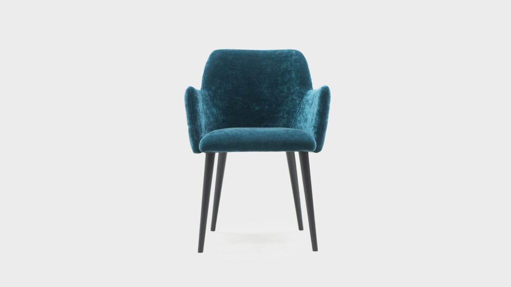 John Sankey teal contemporary dining chair - front