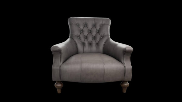 Smoke Grey Leather Slipper Chair