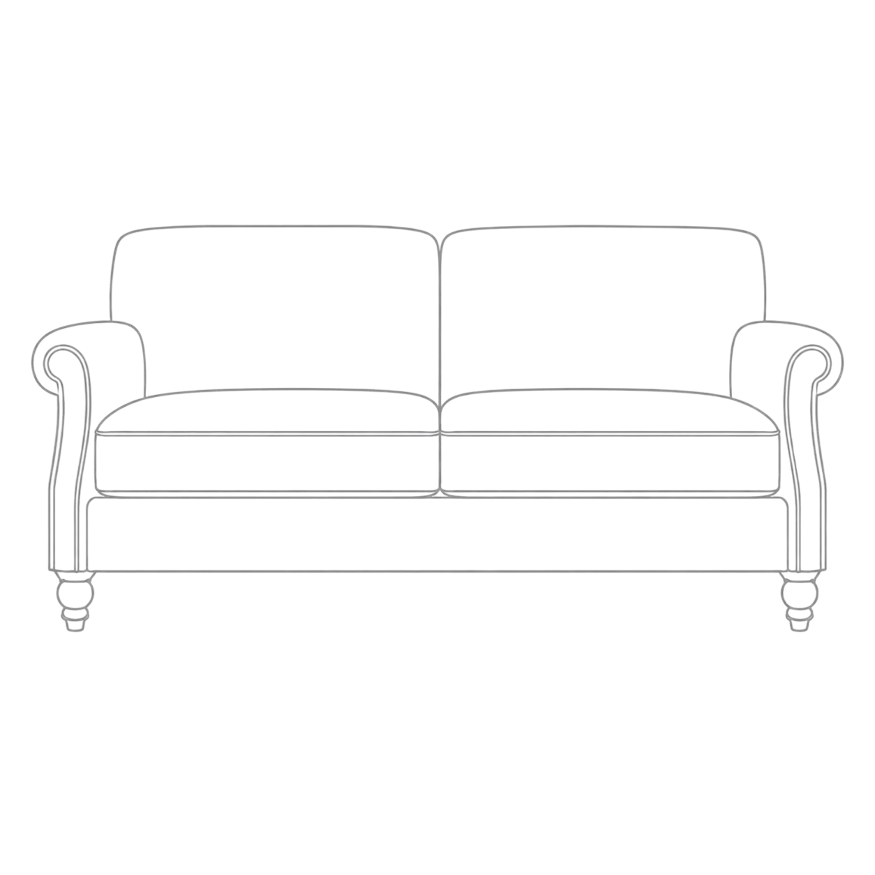 Wolseley Loveseat Madox Nougat dimensions illustration