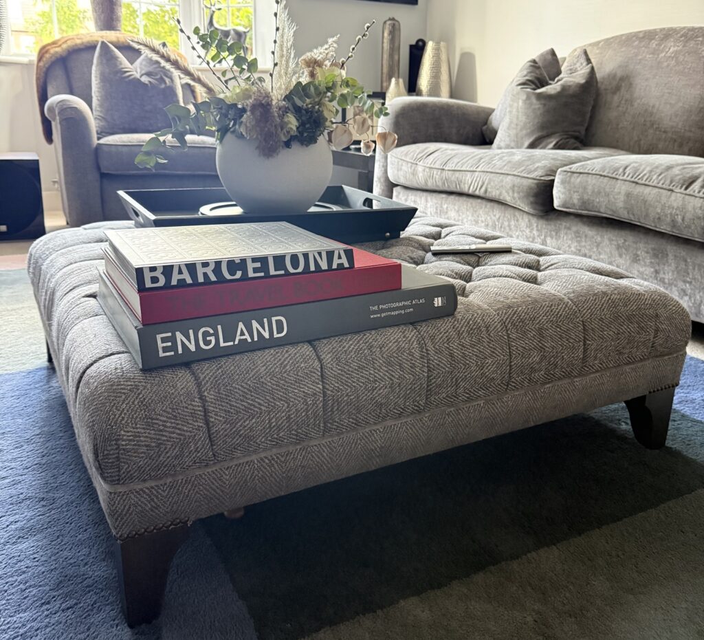The ottoman at the centre of Lee Tompkin's living space
